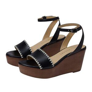 Jack Rogers Women Black Ankle Strap Platform Wedge Sandals SZ 8.5 Flagler Stitch